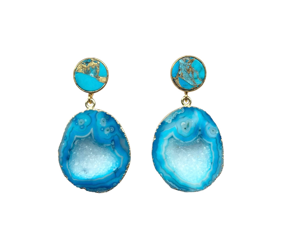 Turquoise & Aqua Falling Rocks Earrings