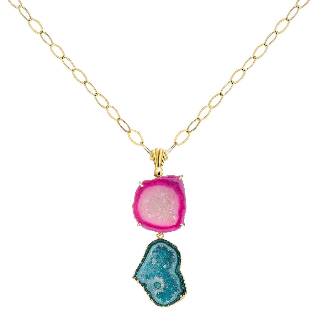 Pink & Green Rocks in the Sky  Necklace
