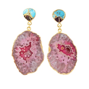 Pink & Turquoise Falling Rocks Earrings