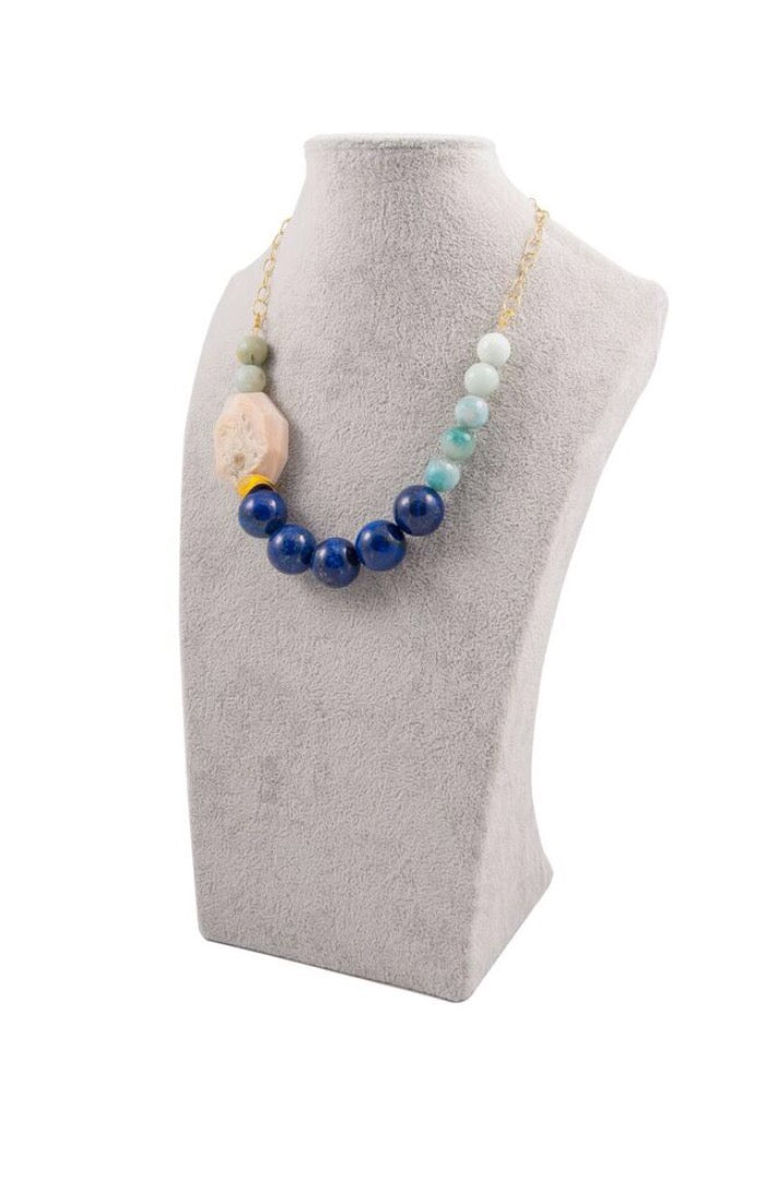 Lapis Lazuli and Peruvian Pink Opal Necklace
