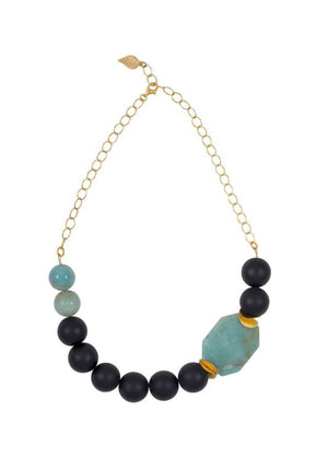 Green Amazonite and Black Onyx Statement Necklace