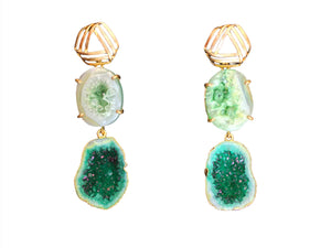 Double Green Agate Earrings