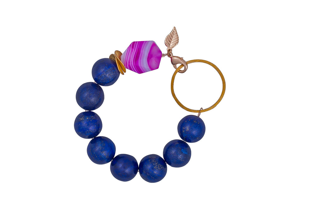 Lapis Lazuli and Rose Quartz Vermeil Bracelet