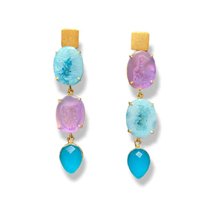 Deconstructed Gems Blue and Purple Earrings