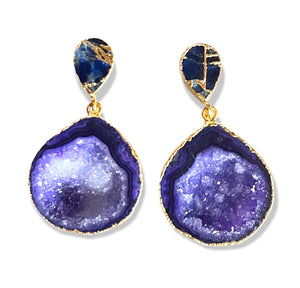 Purple and Navy Falling Rocks Earrings
