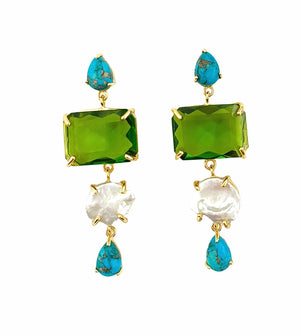 Oceania Earrings Green & Blue